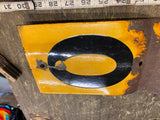 Vtg Ceramic Sign Rail Road Mile Marker Airport Airplane Taxiway Gas Oil SErvice