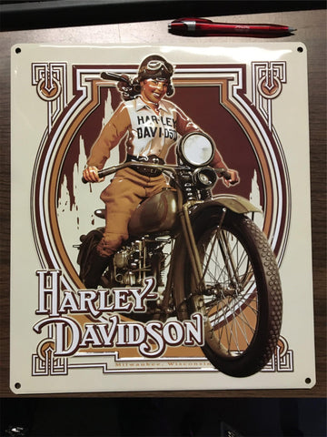 HARLEY DAVIDSON ANDE ROONEY METAL SIGN PANHEAD VINTAGE FLH GLIDE - NOUVEAU BABE