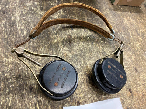 Vtg Ham Radio Headphones Pilot Military Tank Ear Stromberg 2-a Electronics Ear p