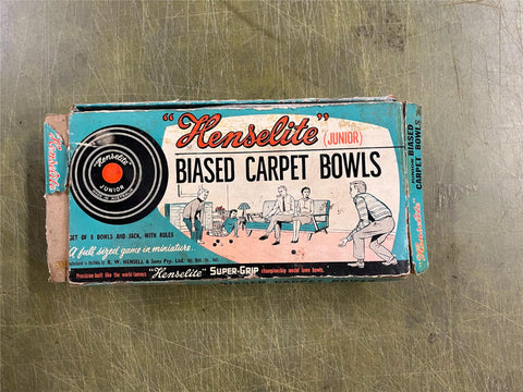 Vintage 1950s Made In Australia Henselite Biased Carpet Bowls Incomplete In Box