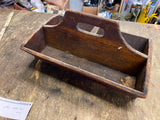 Vtg primitive wooden tool tote caddy box 1900's Rustic Home Decor American Antiq