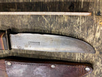 Vtg Solingen Germany 4" Fixed Blade Fighting Knife Leather Handle Sheath Militar