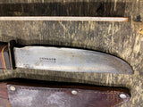 Vtg Solingen Germany 4" Fixed Blade Fighting Knife Leather Handle Sheath Militar