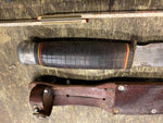 Vtg Solingen Germany 4" Fixed Blade Fighting Knife Leather Handle Sheath Militar