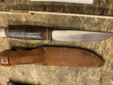Vtg Solingen Germany 4" Fixed Blade Fighting Knife Leather Handle Sheath Militar