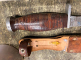 Vtg Kassnar 4" Fixed Blade Fighting Knife Wood Handle Sheath 6016 Ireland