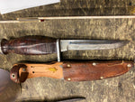 Vtg Kassnar 4" Fixed Blade Fighting Knife Wood Handle Sheath 6016 Ireland