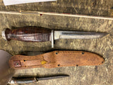 Vtg Kassnar 4" Fixed Blade Fighting Knife Wood Handle Sheath 6016 Ireland