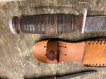 Vtg Schrade-Walden H-15 NY USA Fixed Blade Fighting Hunting 4" Knife & Sheath
