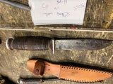 Vtg Schrade-Walden H-15 NY USA Fixed Blade Fighting Hunting 4" Knife & Sheath