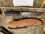 Vtg Schrade-Walden H-15 NY USA Fixed Blade Fighting Hunting 4" Knife & Sheath