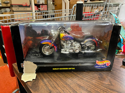 1999 Hot Wheels Collectibles Harley Davidson Softail~ Purple w/Flames 1:10 Scale