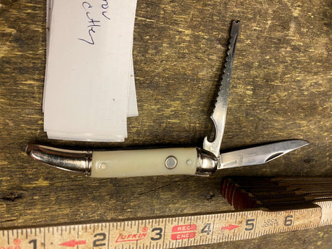 NOS Providence Cutlery Two Blade Folding Knife Fish Scaler Hook Remover Pocket