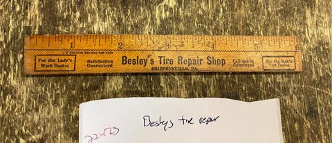 Vtg 20's Tire Service Station Advertising Besley Shippinsvill Gas Oil Sign Ruler