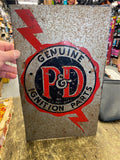 Vtg 1920's p&d ignition parts Gas Oil Metal Sign Advertising Service Station Gar