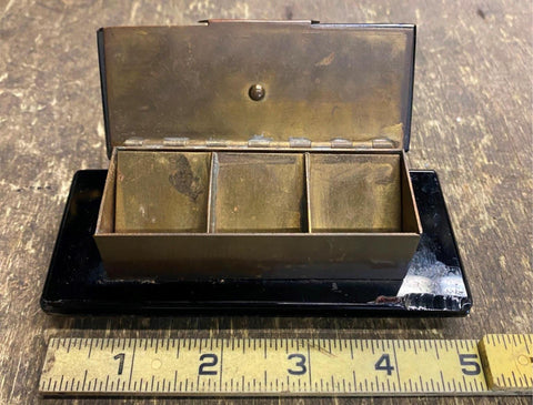 1930's Art Deco Italian Marble Brass Cigarette Case Trinket Box Fancy Jewelry!