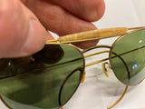 Vtg WW2 Fighter Pilot Aviator Airplane SunGlasses Green Lens Shooting Field Gear