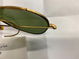 Vtg WW2 Fighter Pilot Aviator Airplane SunGlasses Green Lens Shooting Field Gear