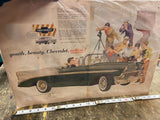 Vtg 1956 Chevy Chevrolet Advertising Ad Poster Sign Convertible Tri five