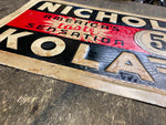 Vtg 1920's Nichol Kola Soda Advertising Tin Sign Antique 5 Cent Americas taste s