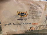 Vtg 1956 Chevy Chevrolet Advertising Ad Poster Sign Convertible Tri five