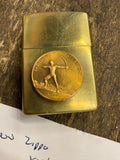 Solid Brass Zippo Cigarette Lighter Sagitarius 2000 Collectible
