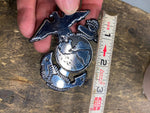 Vtg Marines Stick on Emblem Badge Chrome Eagle Military US 3" Auto Truck Toolbox