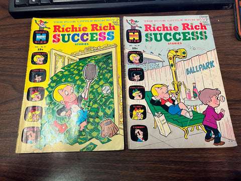 Vintage 1970s Harvey Comics Lot Of 2 Richie Rich Success Stories Comic Books