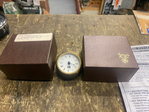NOS GE round brass desk clock Germany Roman Numerals 2 1/2 Brass Nautical Batter