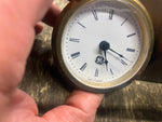 NOS GE round brass desk clock Germany Roman Numerals 2 1/2 Brass Nautical Batter