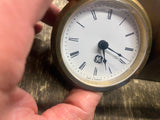 NOS GE round brass desk clock Germany Roman Numerals 2 1/2 Brass Nautical Batter