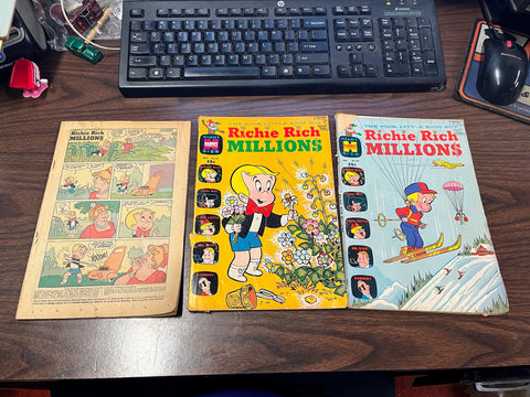 Vintage 1970s Harvey Comics Lot Of 3 Richie Rich Millions Comic Books