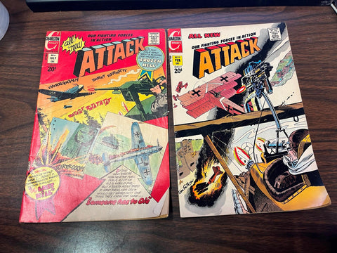 Vintage 1970s Charlton Comics Lot Of 2 Our Fighting Forces In Action Attack
