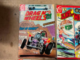Vintage 1970s Lot Of 4 Charlton Comics Drag N Wheels Comic Books