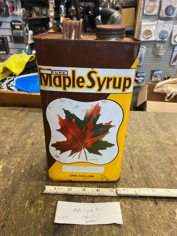 Vtg 1962 Rare Pure Maple Syrup Leaf Graphic 1 Gallon Tin Metal Can Wonderland Fo