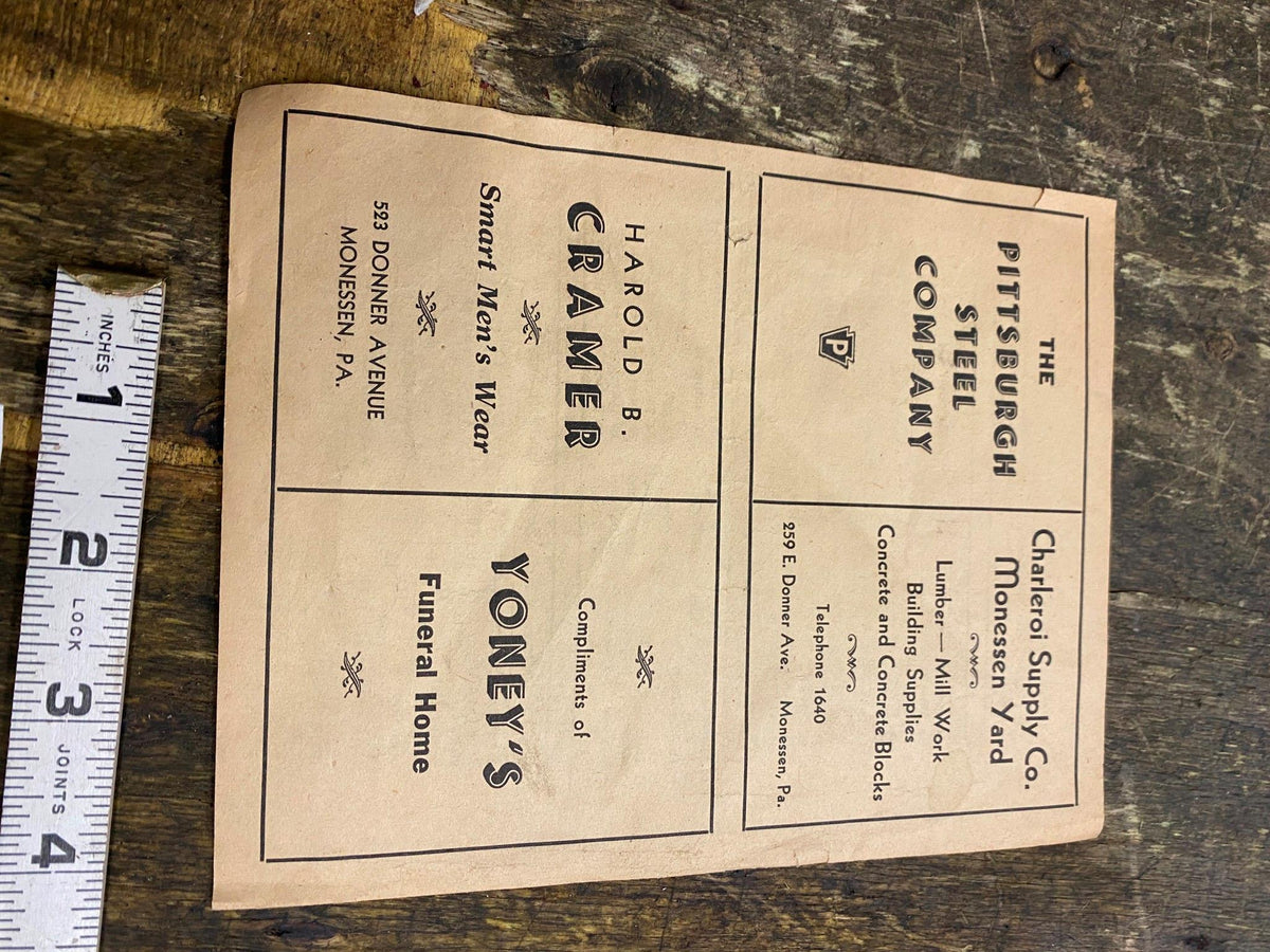 Vtg 1946 Monessen High School official football program Book Advertisi ...