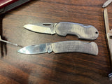 Large Lot Of 7 Folding Pocket Knives Assorted Styles Swiss Army Silver Tone
