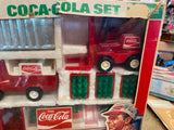 Vtg 70's Buddy L Coca-Cola Diecast 5-Piece Brute Tin Toy Truck Set Original Box!