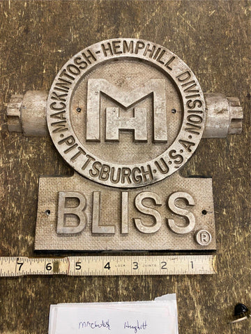Vtg mackintosh hemphill co Cast Alum Sign Train Steam Engine Pgh Pa Antique Adv!