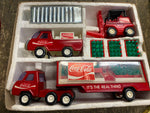 Vtg 70's Buddy L Coca-Cola Diecast 5-Piece Brute Tin Toy Truck Set Original Box!