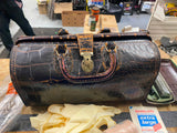 Vtg Upjohn Briefcase Doctor Bag Leather Alligator tools Medical Acc Ellwood city