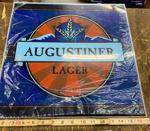 Pittsburgh Brewing AUGUSTINER LAGER Beer Sign Advertising 17" Tavern Bar Man Cav