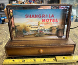 Vtg Wood Display Case  Postcard Size Tourist Keepsake Drawer Military Sweetheart