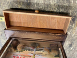 Vtg Wood Display Case  Postcard Size Tourist Keepsake Drawer Military Sweetheart