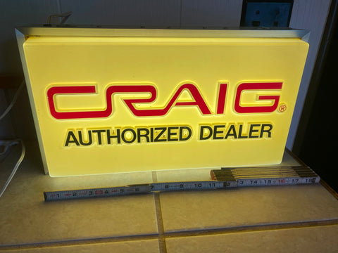 Vtg craig Audio Car Home stereo Light up sign Dealer 1970's Advertising Hot Rod!