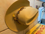 Vtg Stetson 5X Cowboy Rancher Hat Beaver Tan 7 1/2 Western Feathers XXXXX