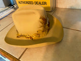 Vtg Stetson 5X Cowboy Rancher Hat Beaver Tan 7 1/2 Western Feathers XXXXX