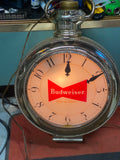 50's Budweiser Light Clock sign Vtg Advertising Pocket Watch w coin Jet Airplane