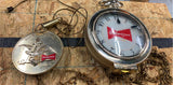 50's Budweiser Light Clock sign Vtg Advertising Pocket Watch w coin Jet Airplane