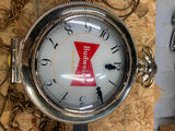 50's Budweiser Light Clock sign Vtg Advertising Pocket Watch w coin Jet Airplane